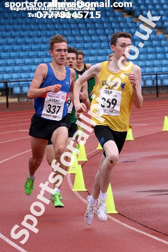 Mens under-20s 1500 metres, Northern Senior and Under-20s Champs., SportsCity, Manchester. Photo: David T. Hewitson/Sports for All Pics